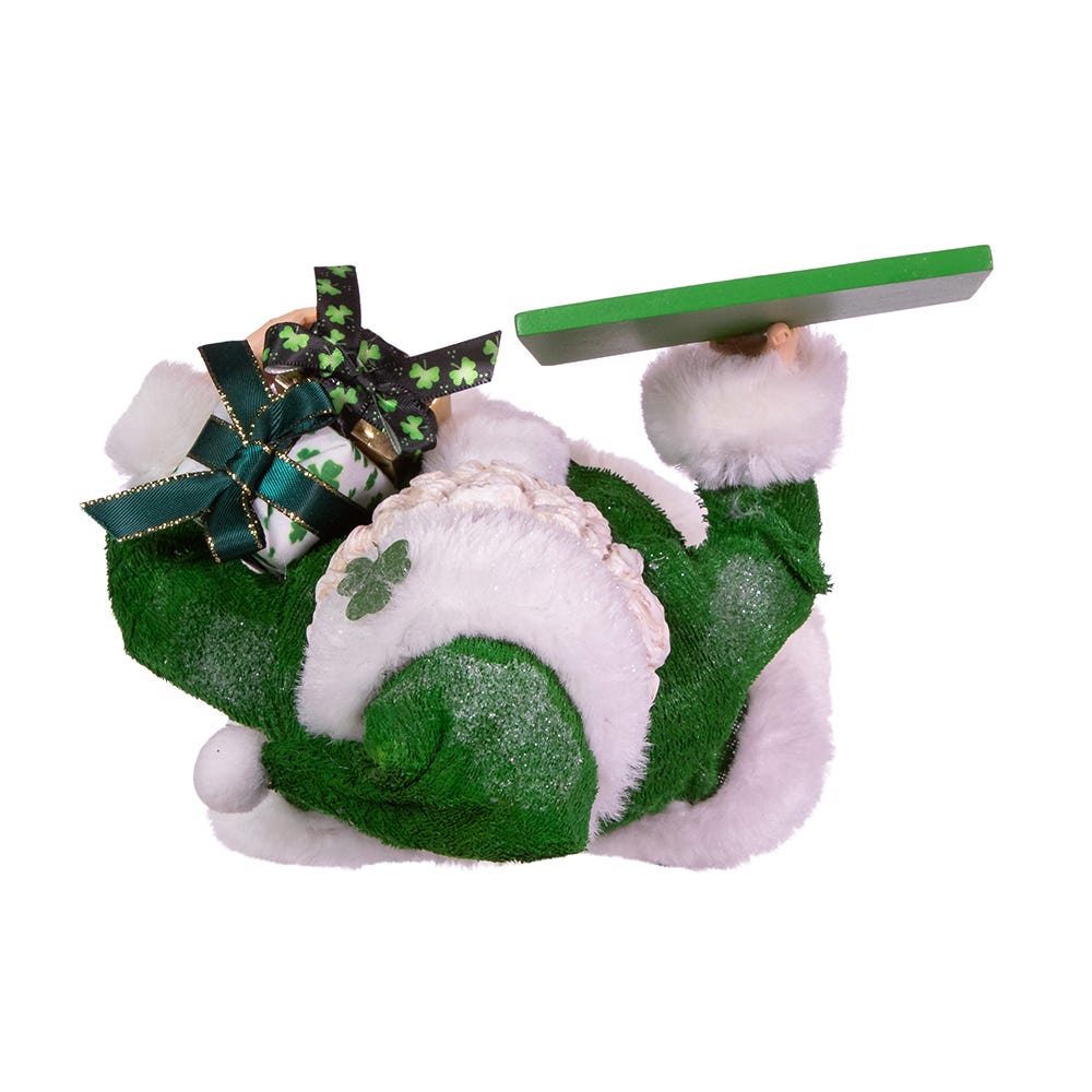 Kurt Adler 10.5-Inch Fabriché Musical Irish Santa Gift Box and Sign